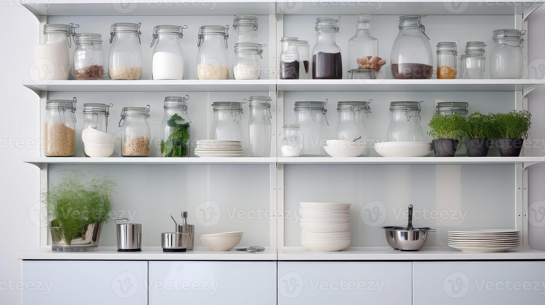modern organized kitchen cabinet photo