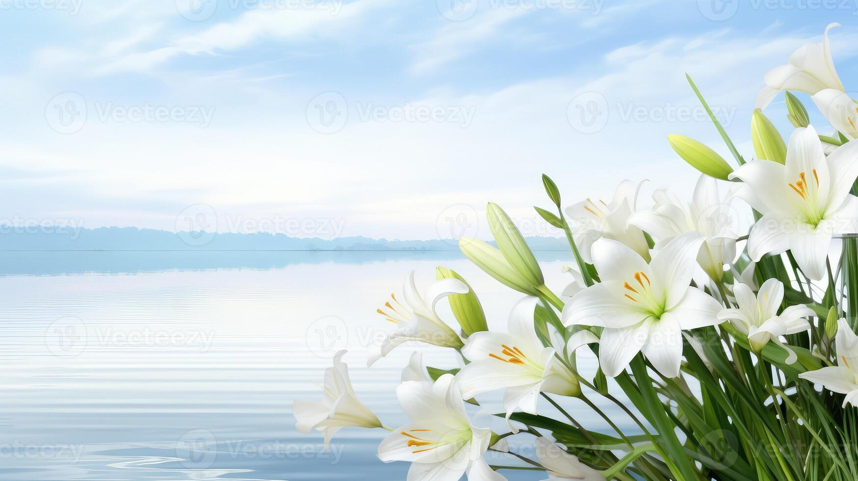 elegant white flowers border photo