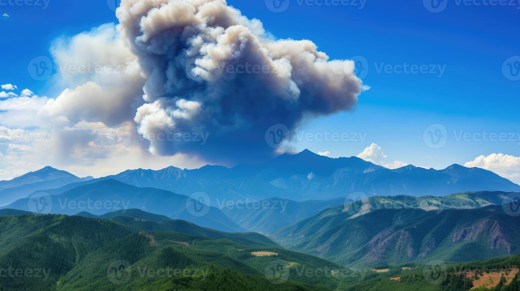 sky forest fire smoke photo