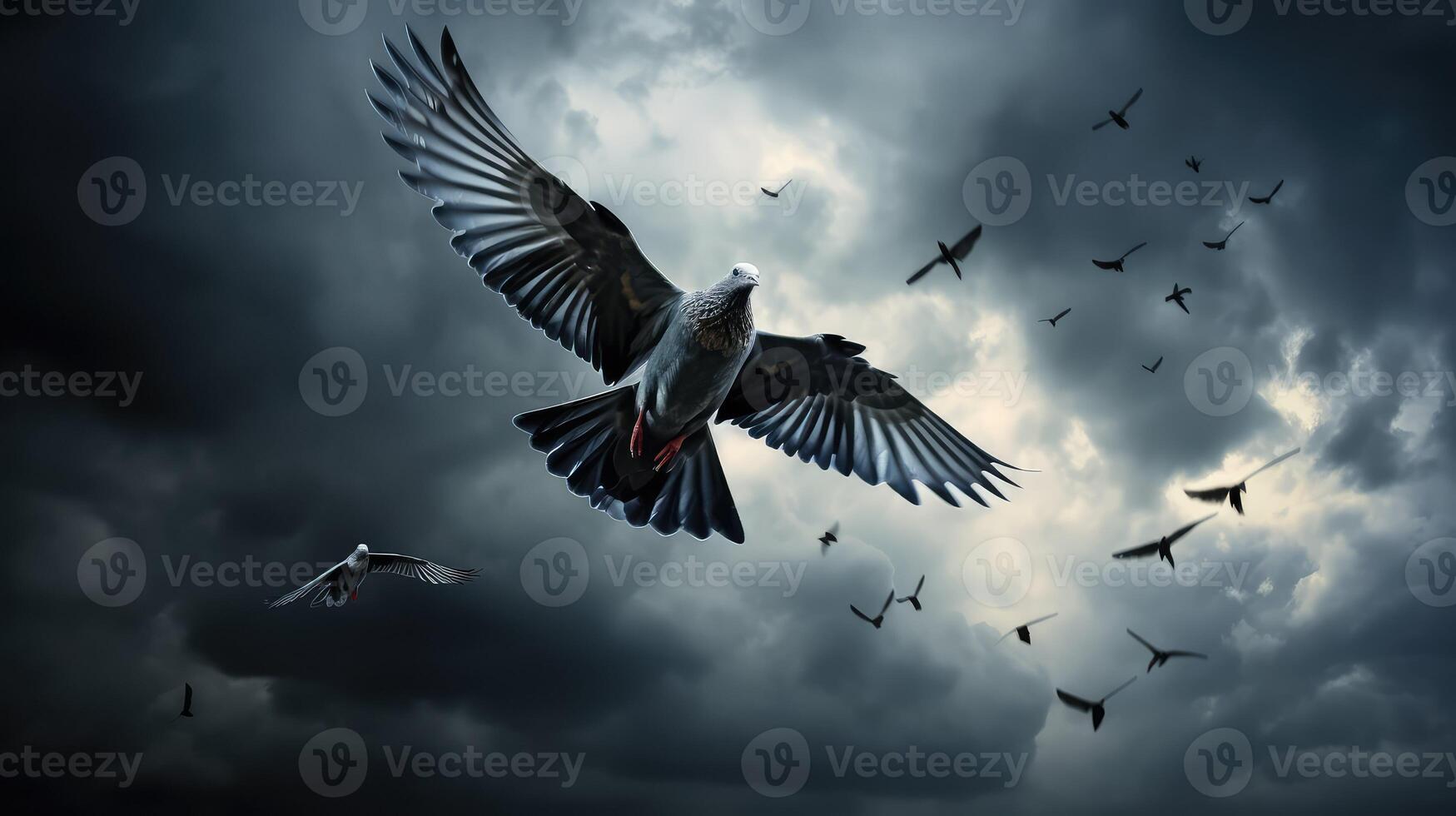 dove clouds with doves photo