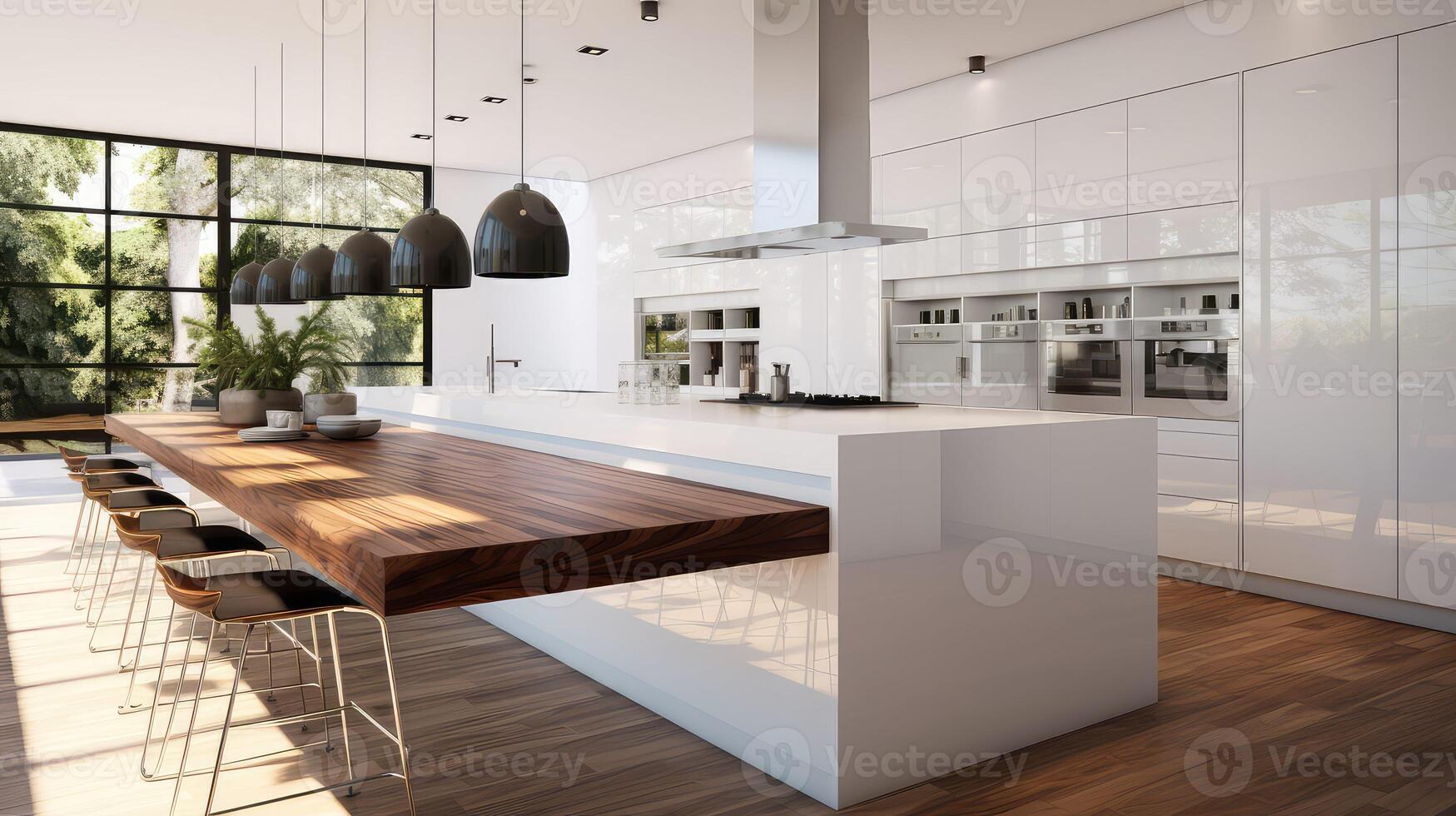 kitchen white wall wood floor photo