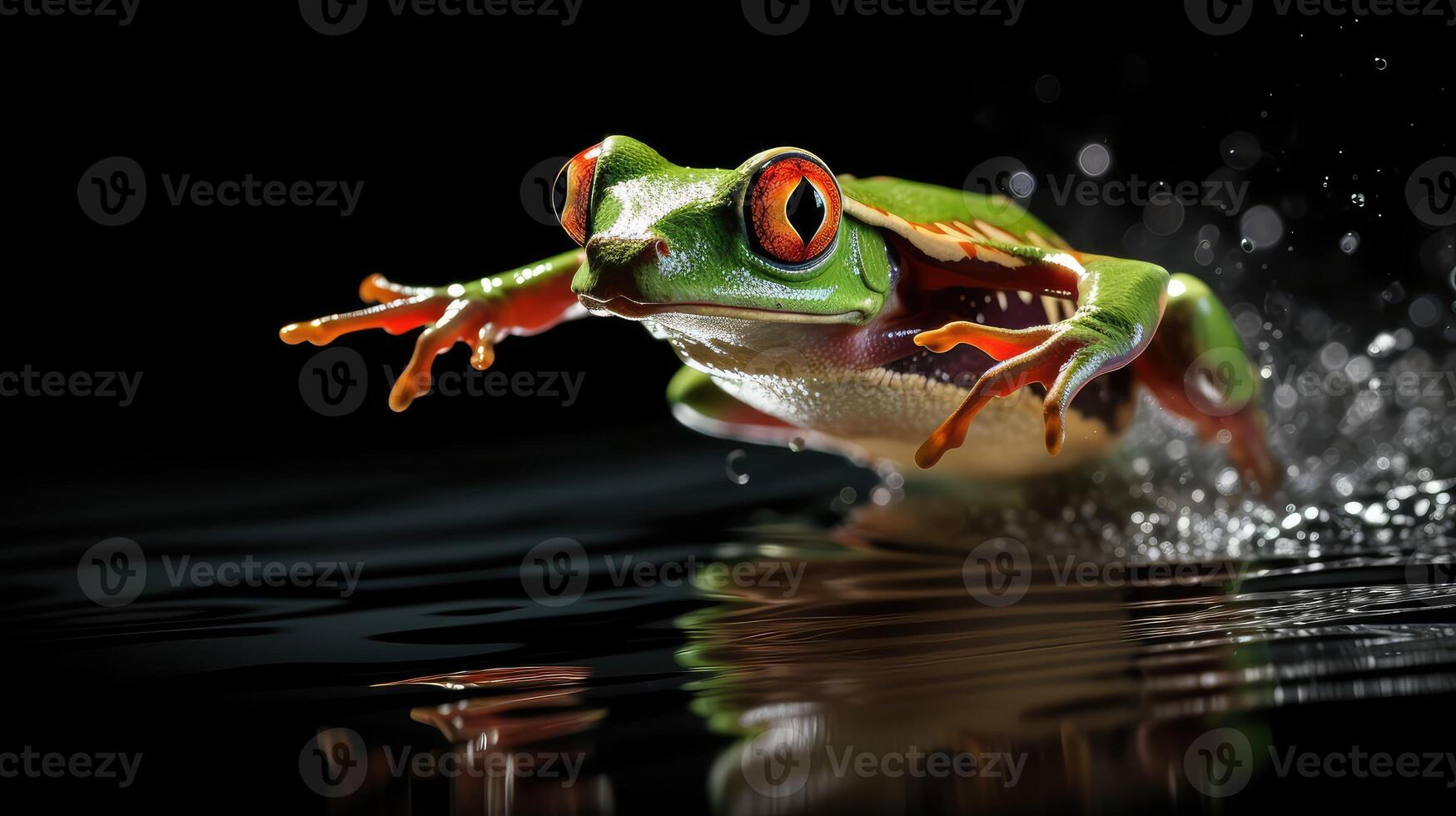 leap red eyed tree frog photo
