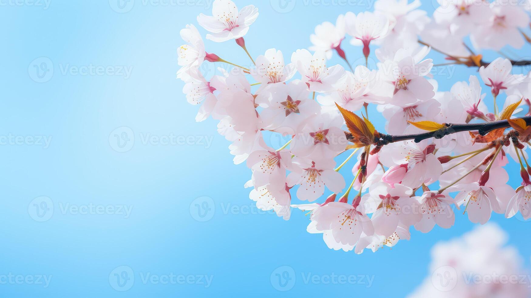 delicate blue background with flowers photo