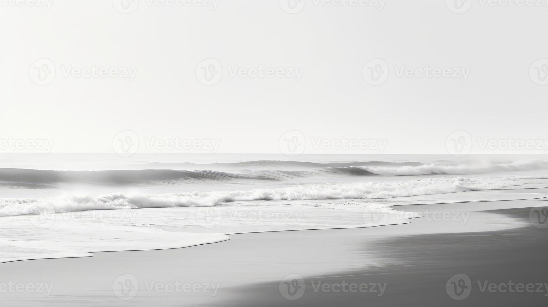 lapping ocean waves black and white photo