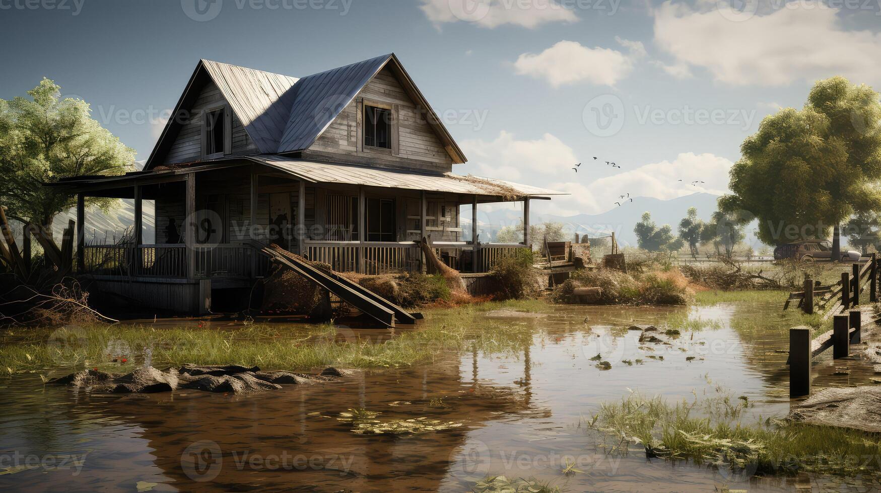 rustic water flood house photo