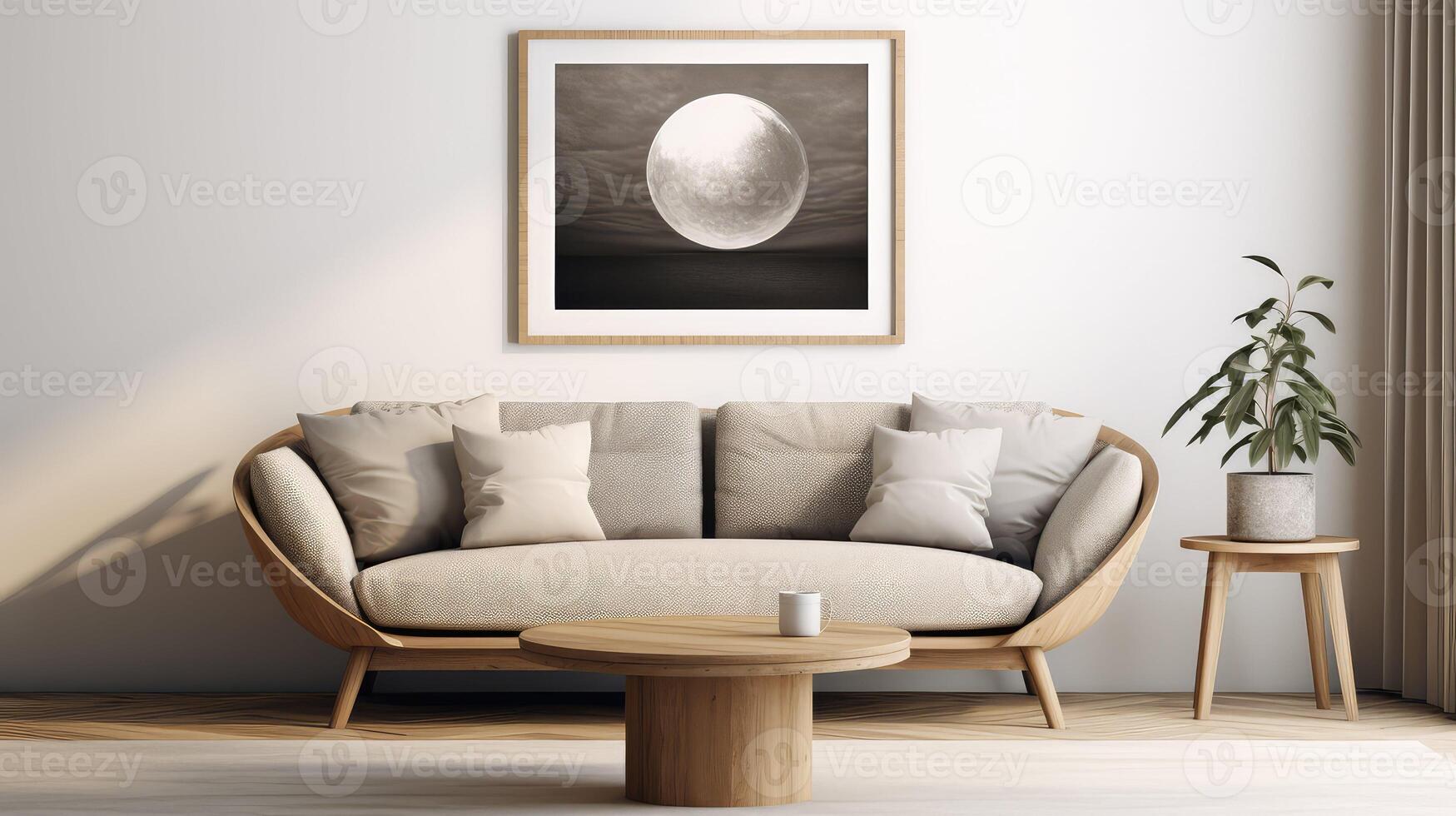wall round wood frame photo