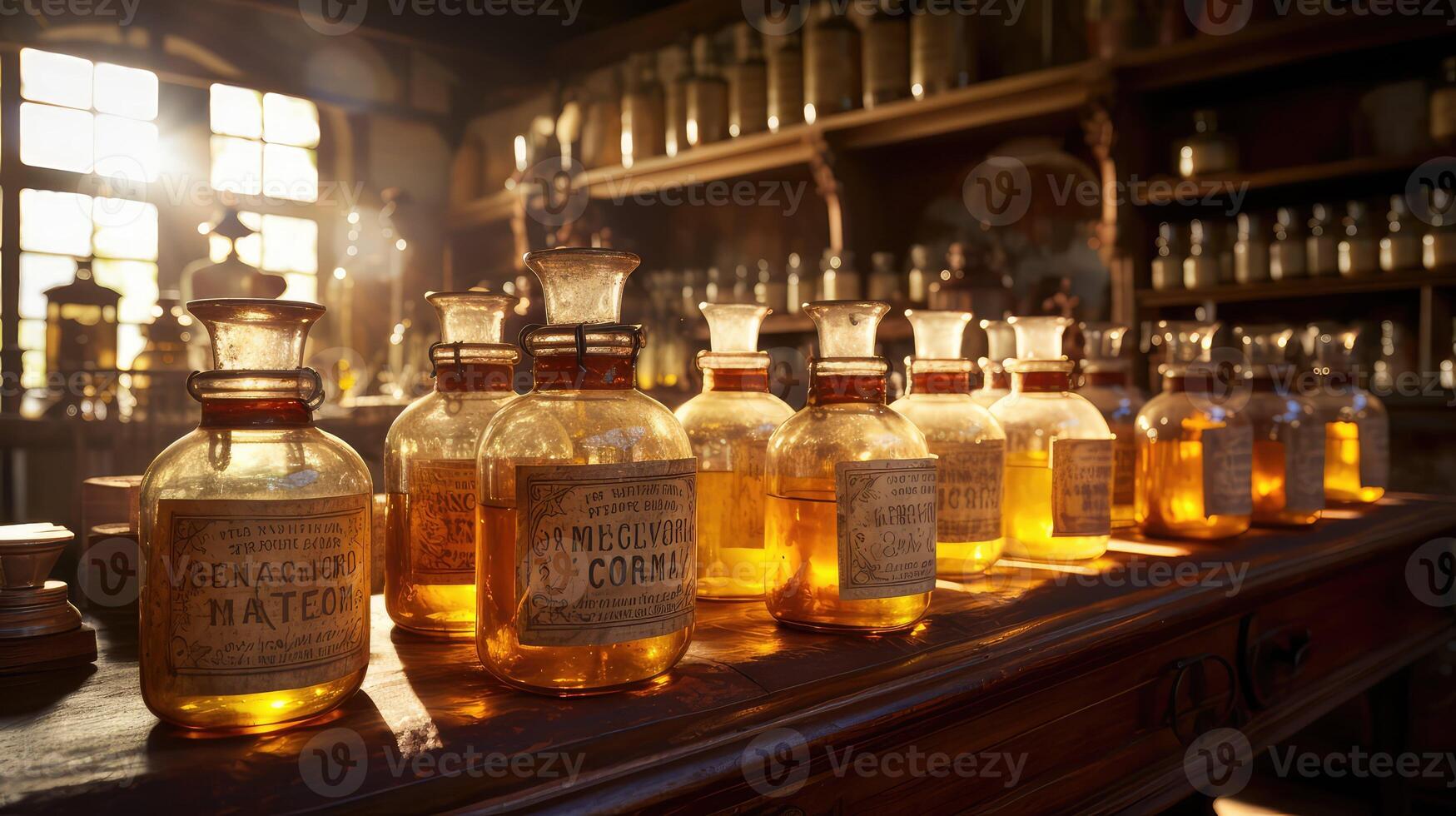 sunlight amber glass bottles photo