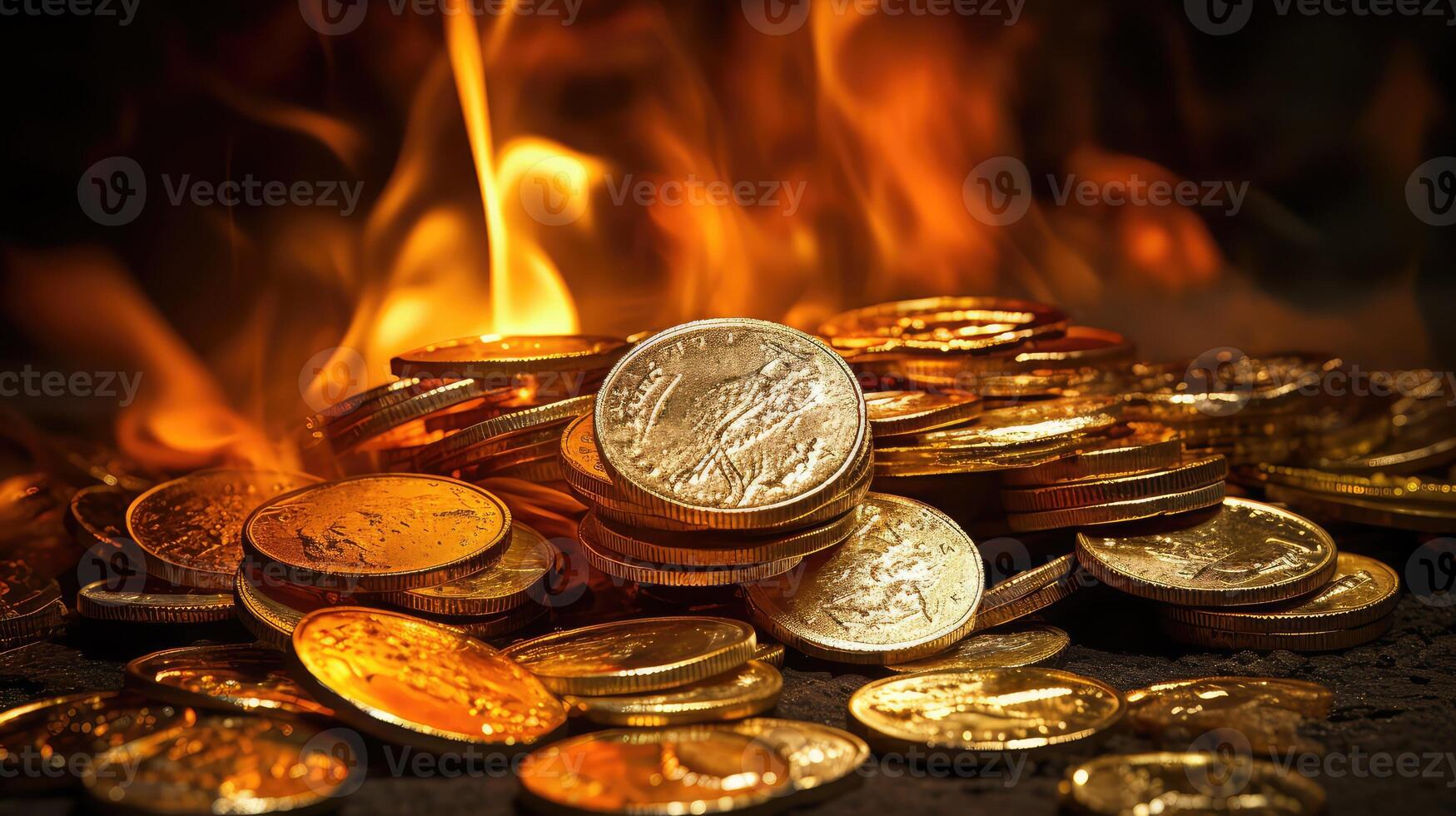 flames coin fire photo