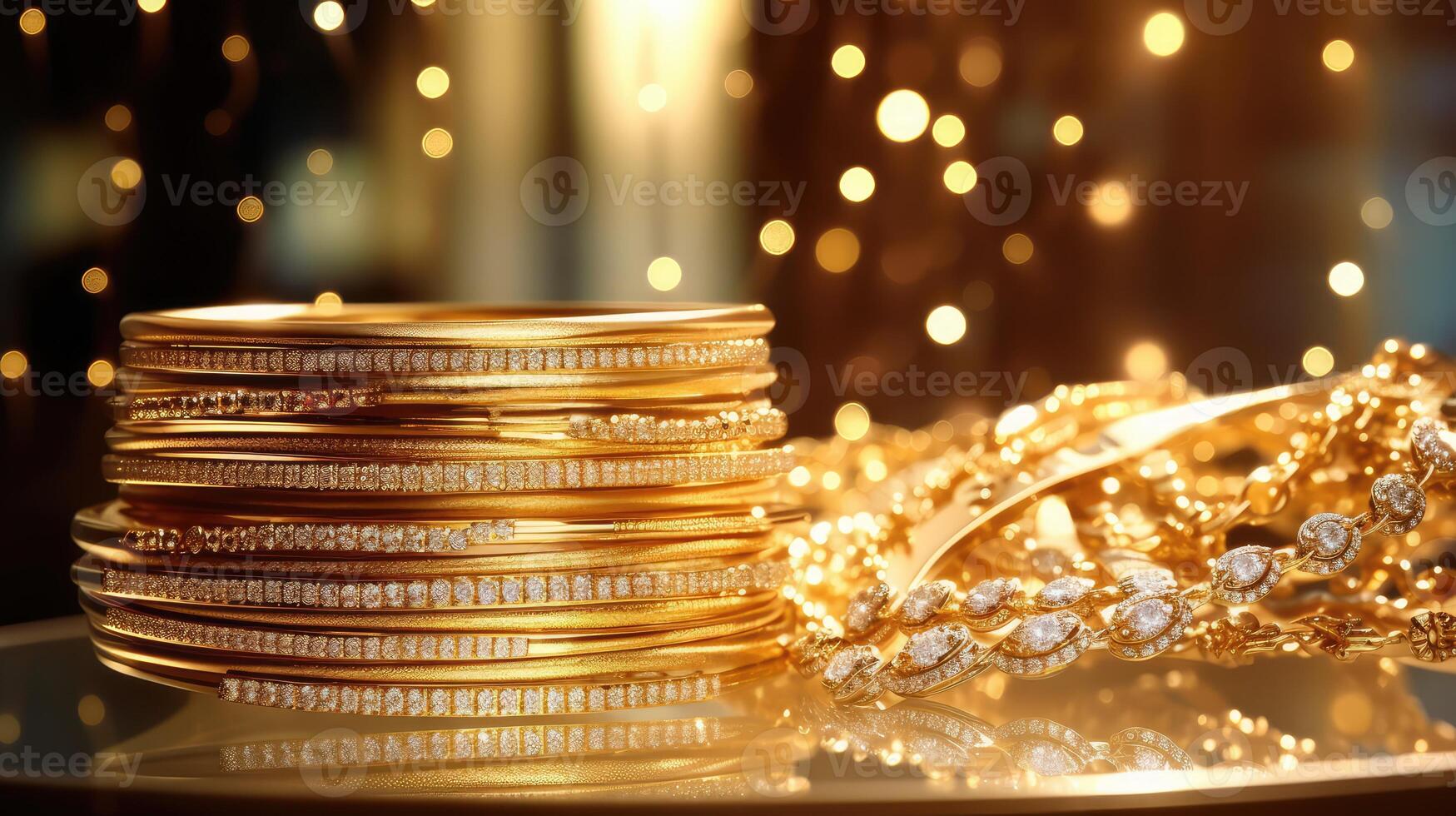 necklaces light flash on gold photo