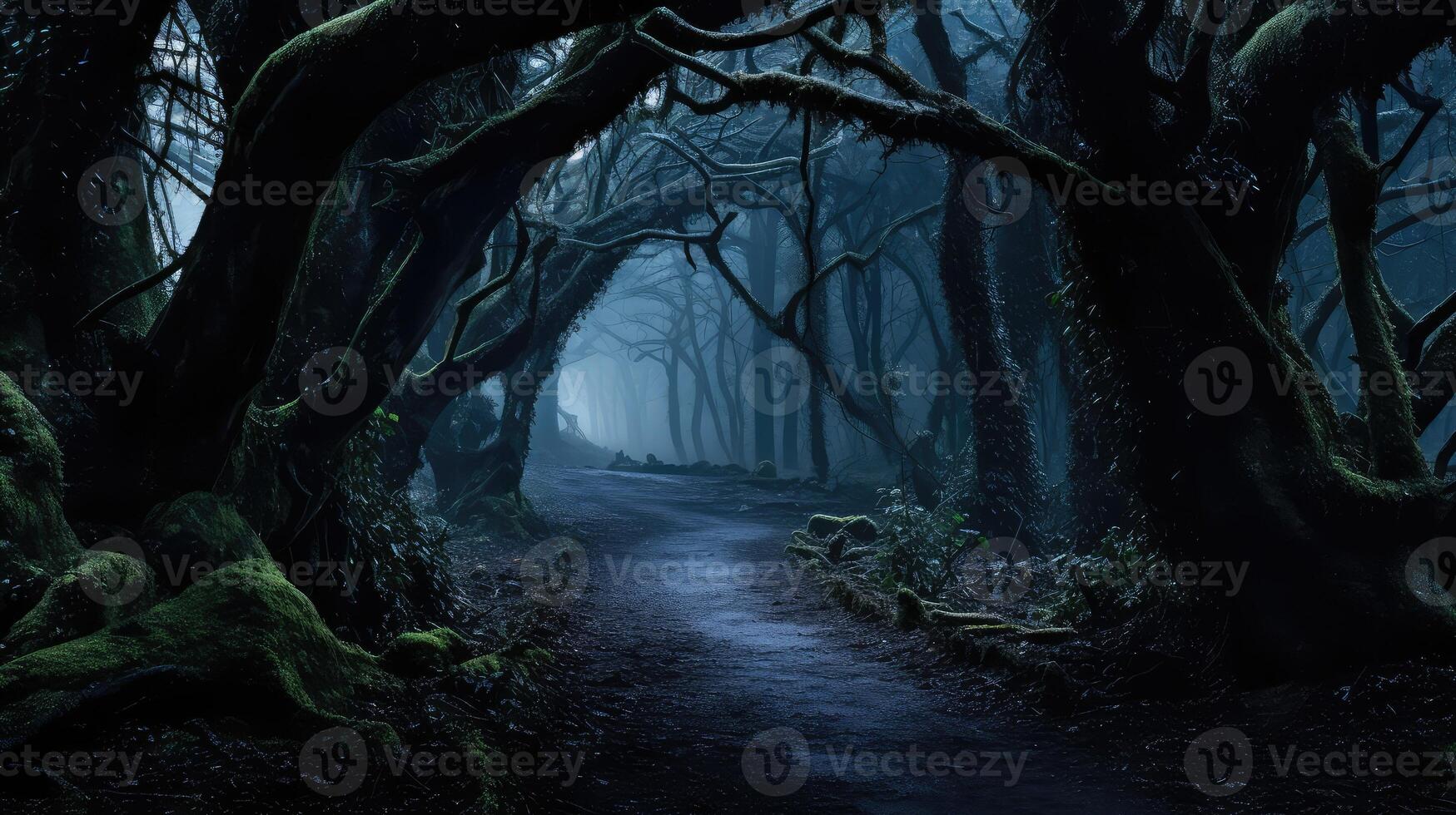 serene dark blue wood photo