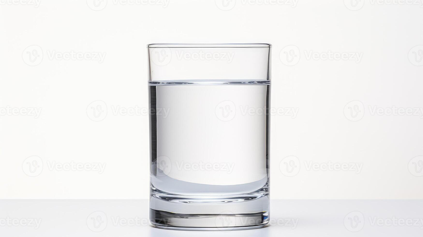 crystal glass of water on white background photo
