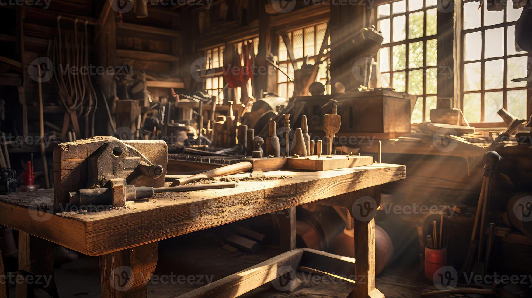 hammer tools on wood photo