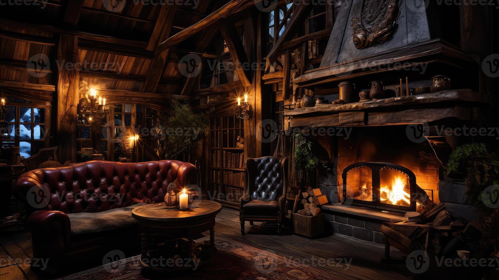 cabin wood dark photo