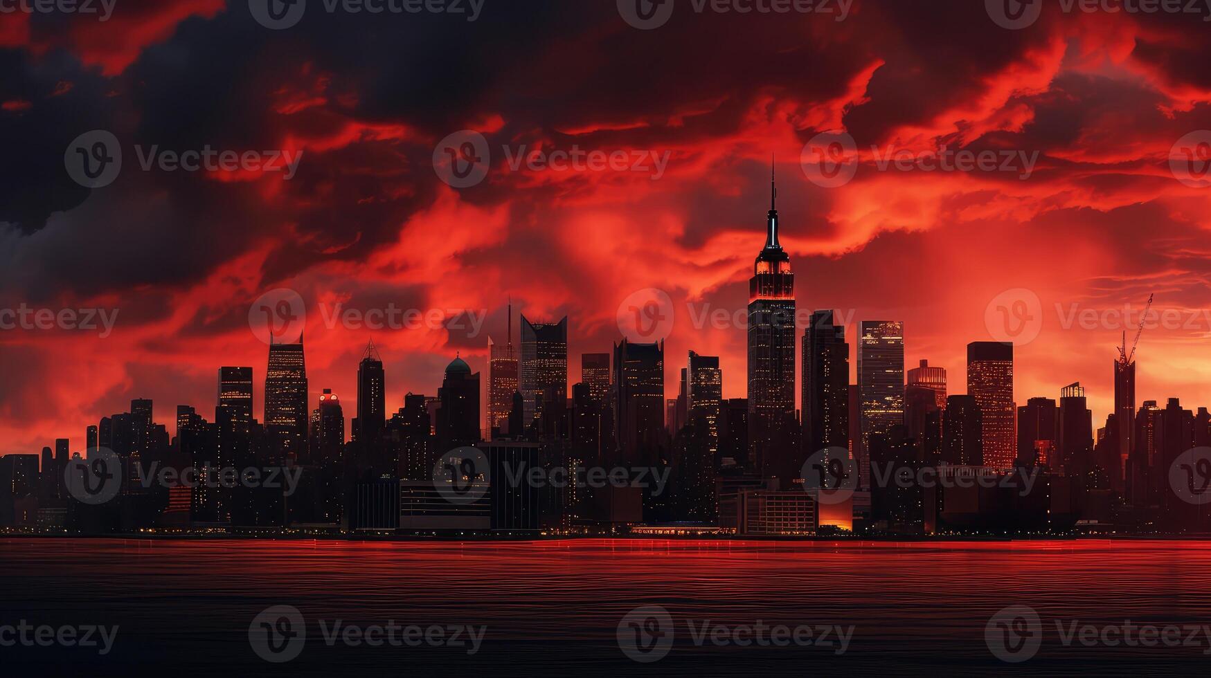 dusk red sky photo