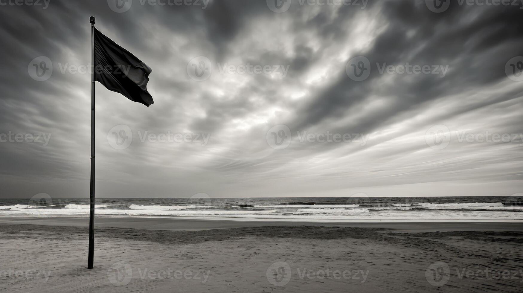 landscape flag black white photo