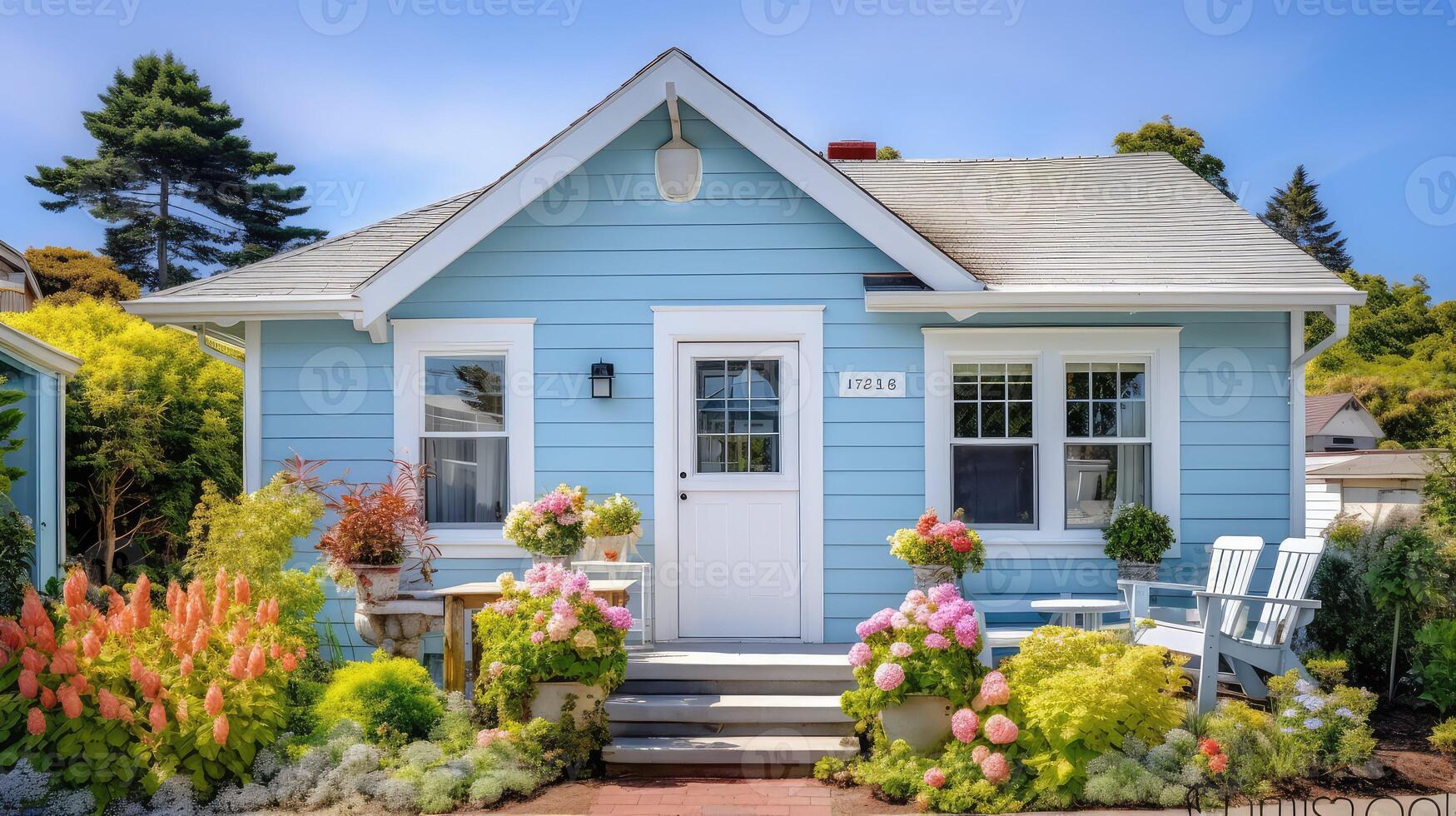 pastel blue painted wall photo