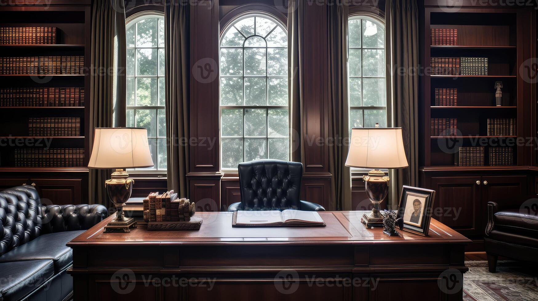 mahogany indoor office photo