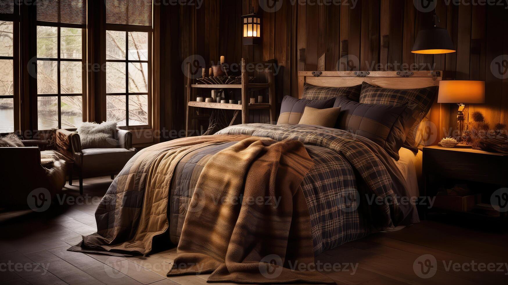 patchwork brown fabric photo