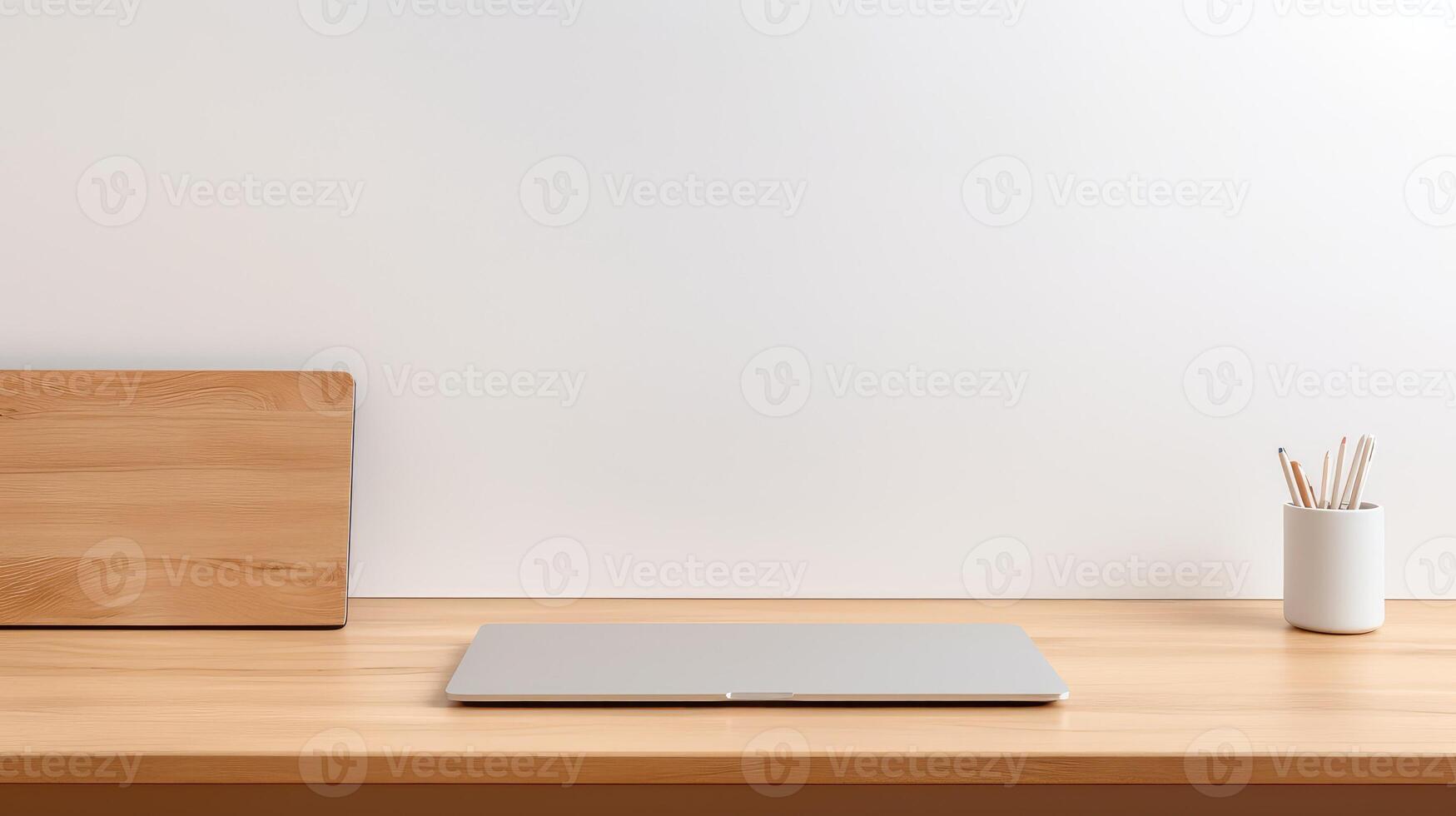 setup wooden desk background photo