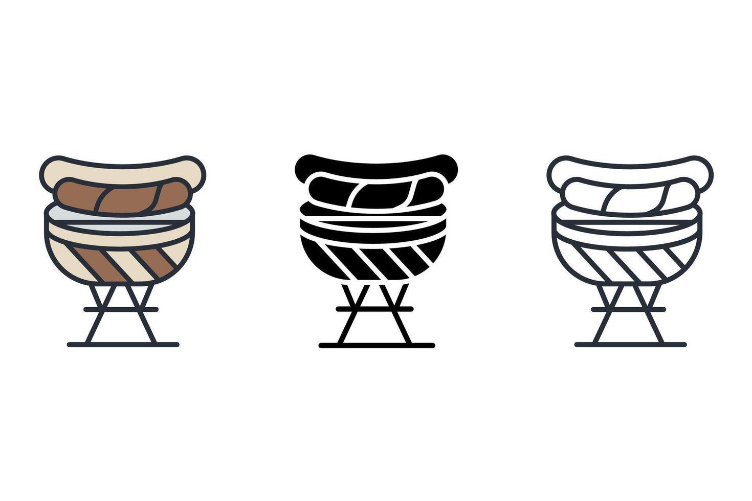 barbecue icons isolated set vector