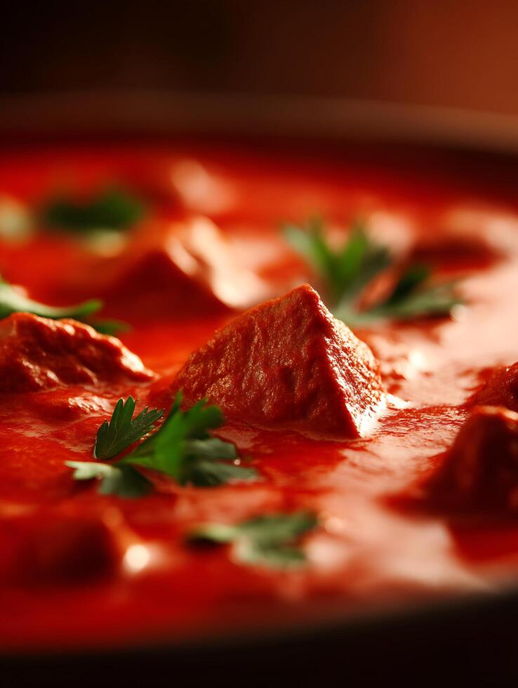Close up of Chicken Tikka Masala, Indian Cuisine Dish. photo