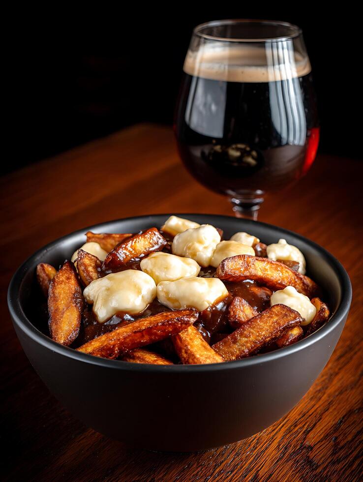 Indulgent Poutine Crispy Fries, Cheese Curds, and Rich Gravy. photo