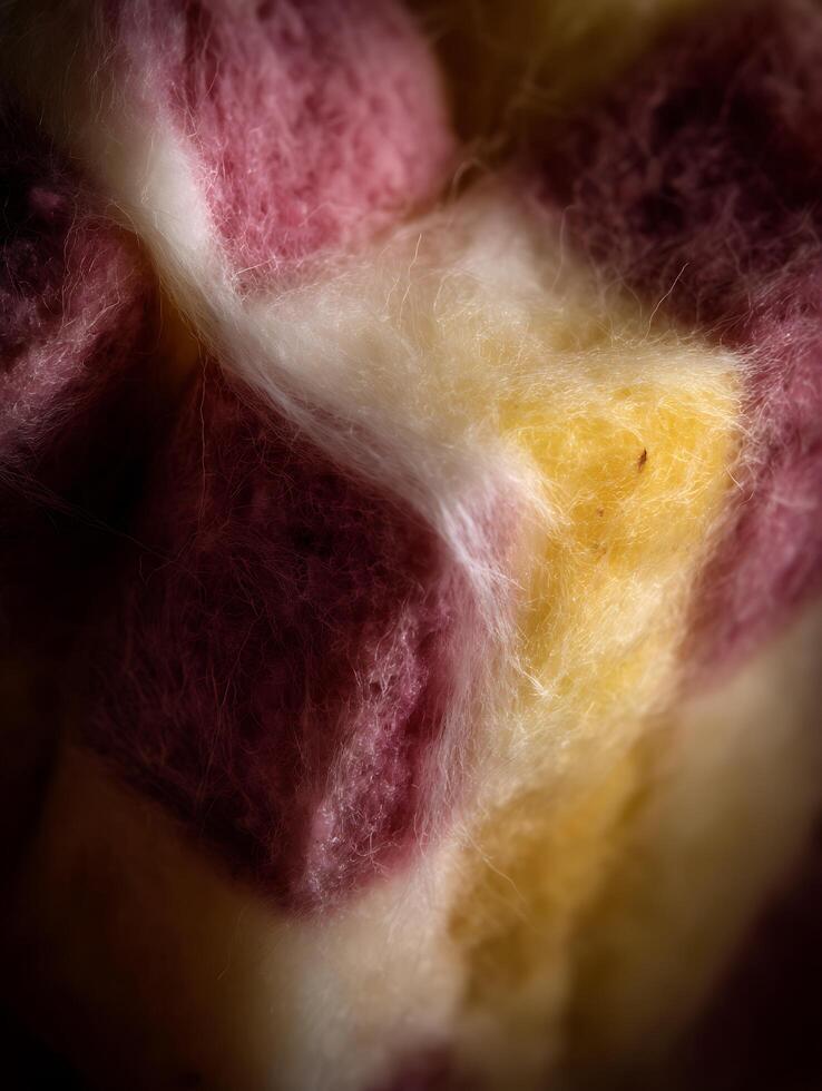 Close Up of Colorful Textured Yarn, Abstract Textile Background. photo