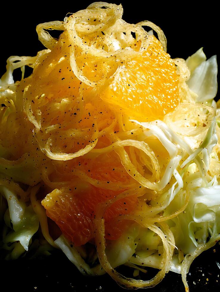 Close Up of a Delicious Orange and Cabbage Salad with a Zesty Dressing. photo