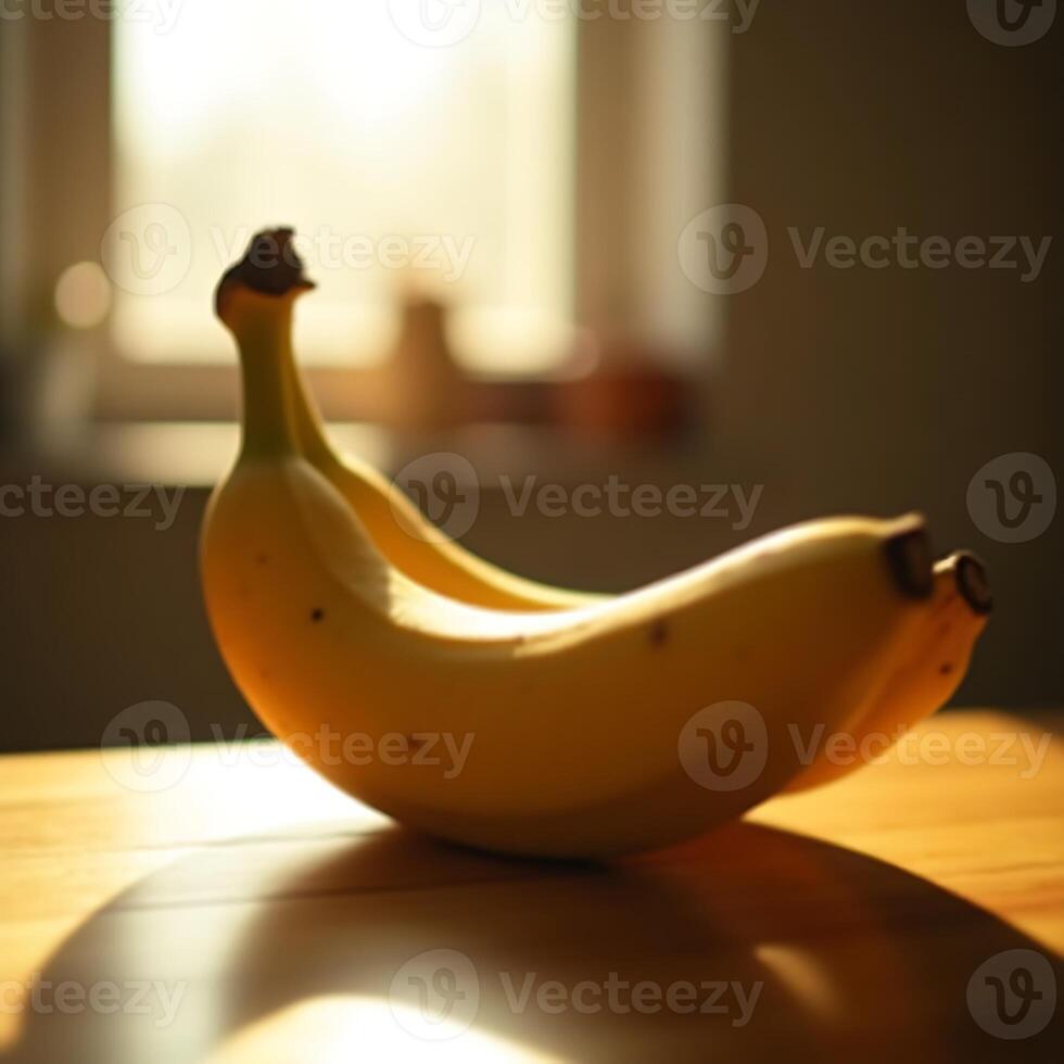 Banana Still Life on Table with Natural Light photo