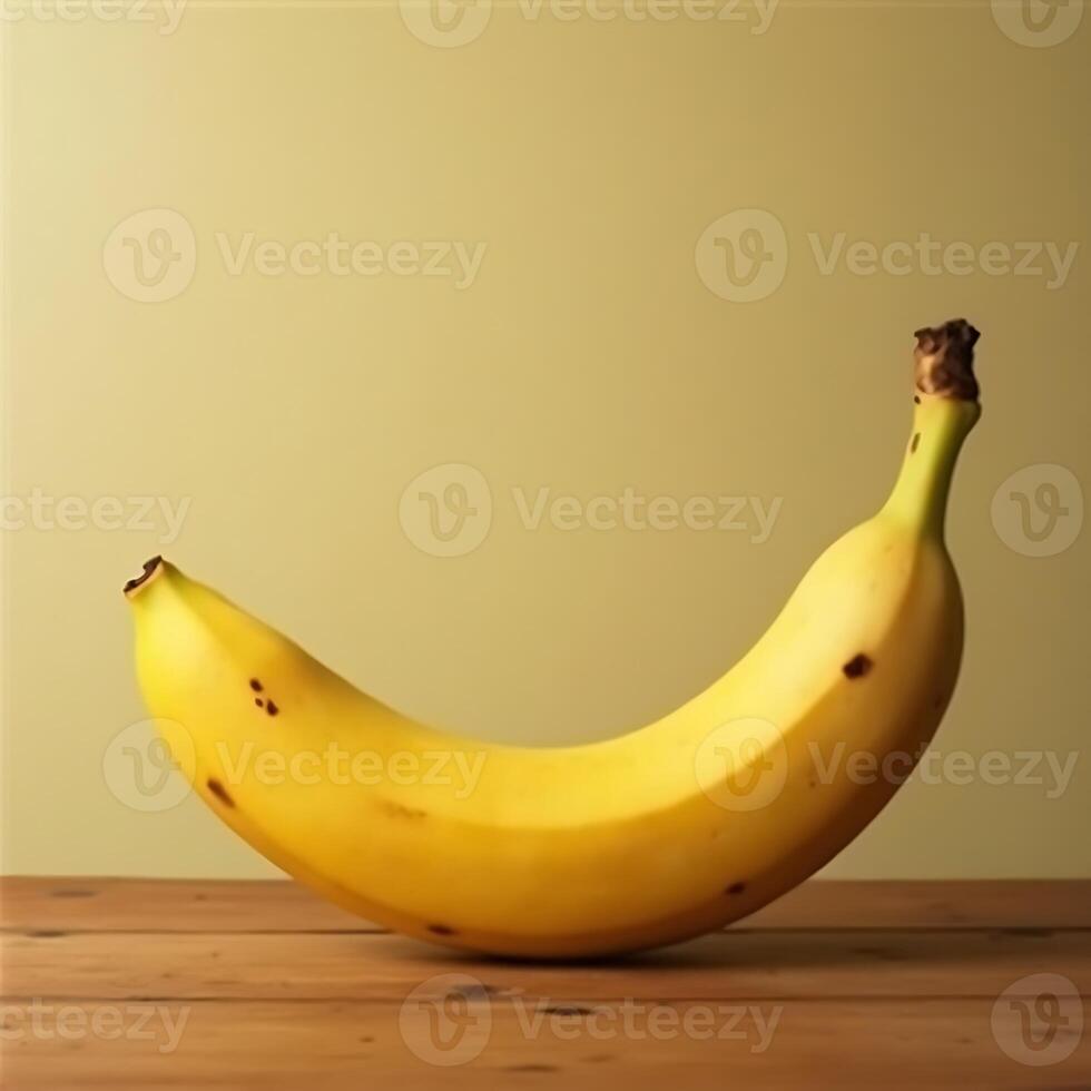 Single Banana Still Life on Wooden Surface Nutrition Concept photo