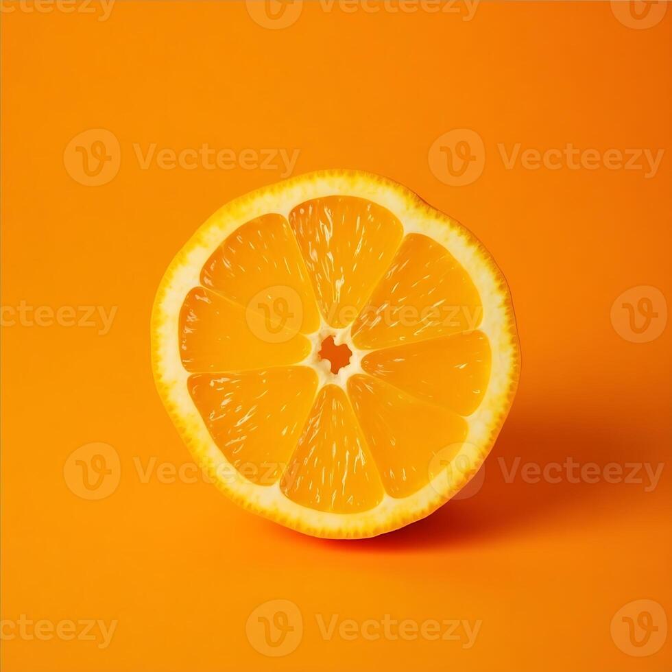 Sliced Orange Still Life on Orange Background photo