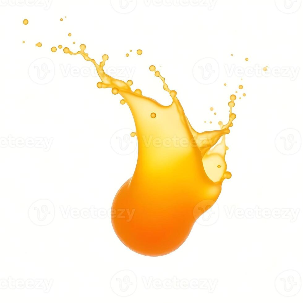 Orange Liquid Splashing Upward in Motion on White Background photo