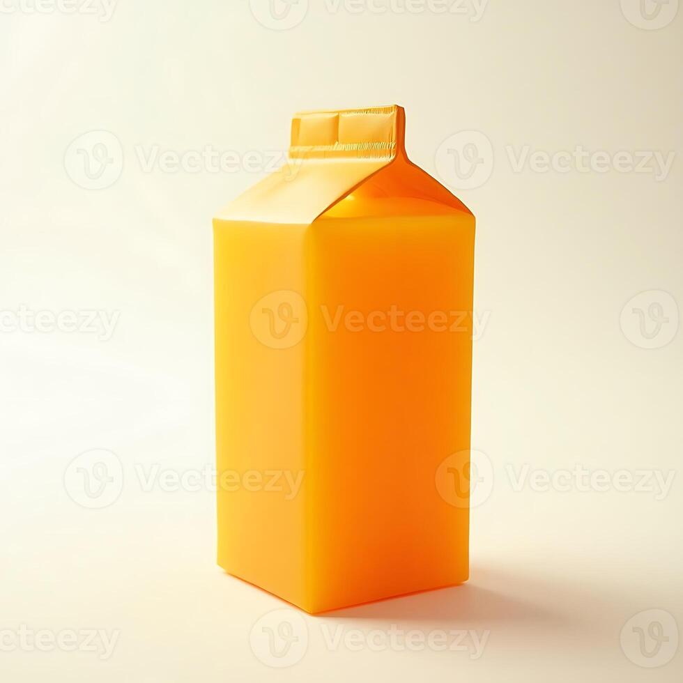 Carton of Orange Juice Standing Upright on a Plain Background photo