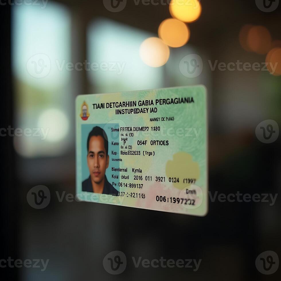 Identification Card Close-up with Blurred Background photo