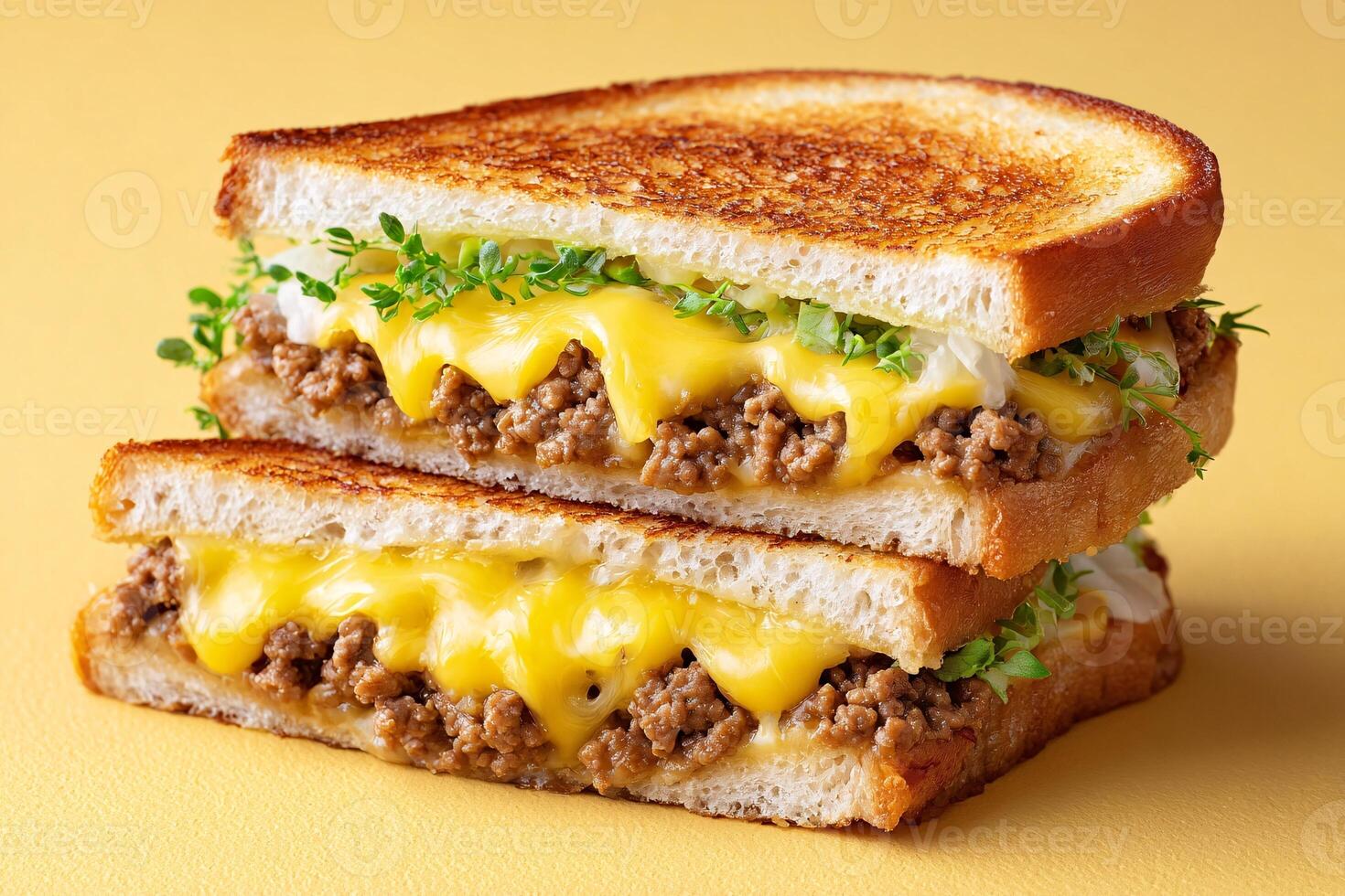tempting chopped cheese in the cozy corner on a pastel yellow background photo