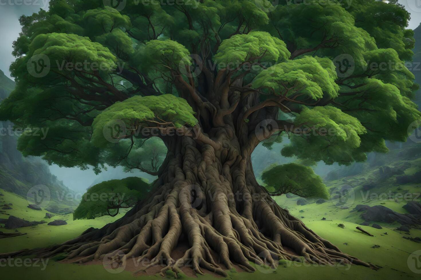 An image of a large tree with roots photo