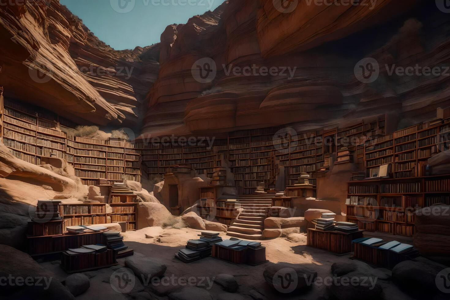 A library in the middle of a canyon photo