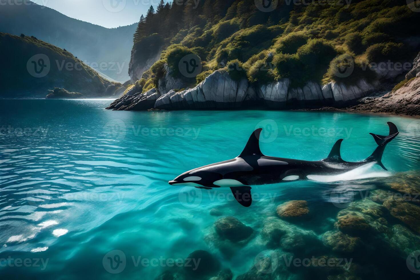 Killer whale in the ocean photo