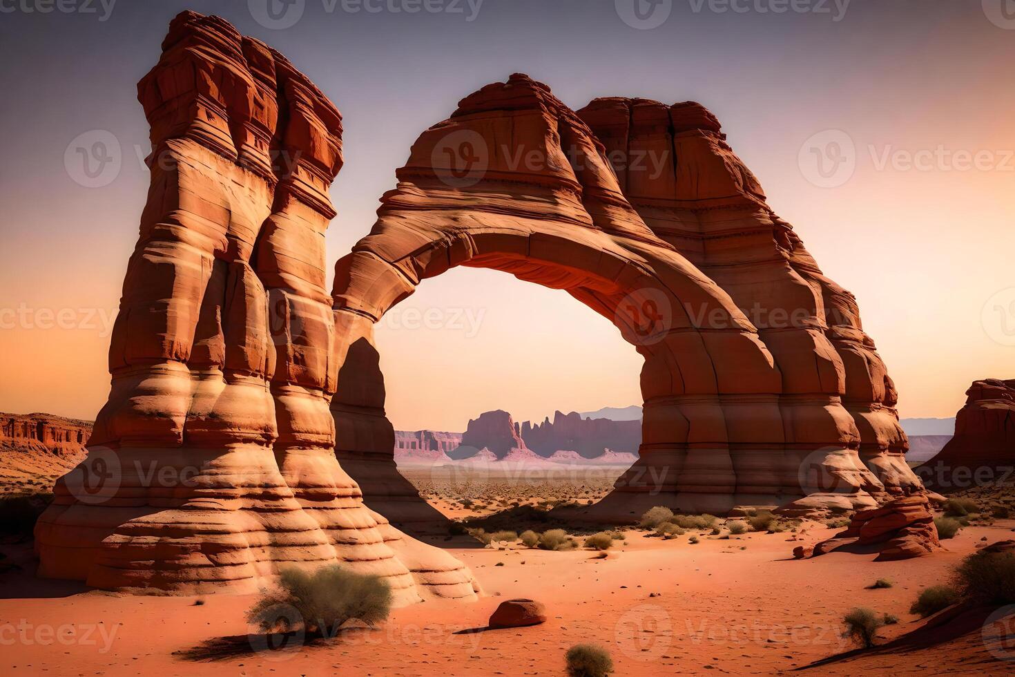 The arch in the desert at sunset photo