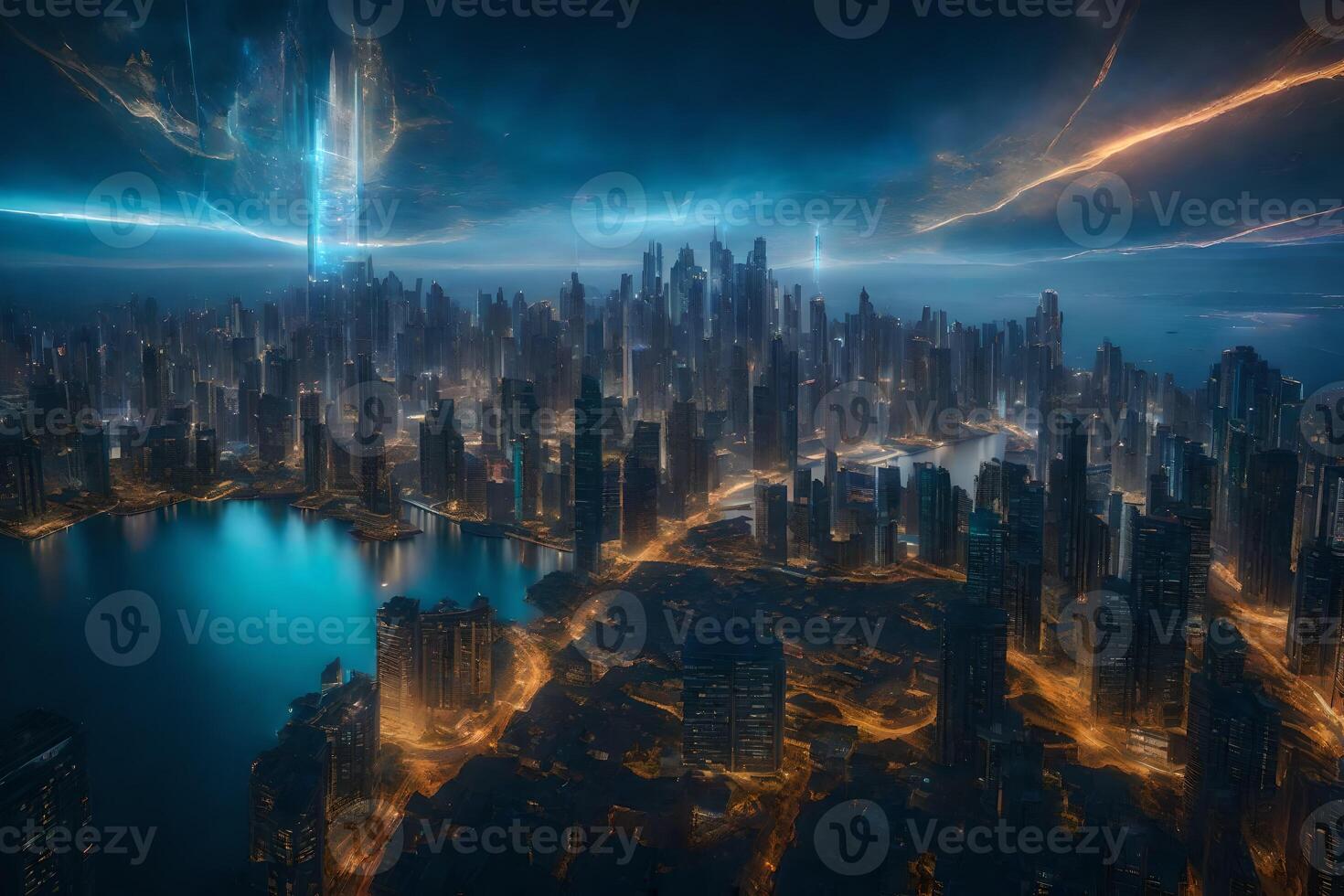 The city of dubai is seen in the distance photo