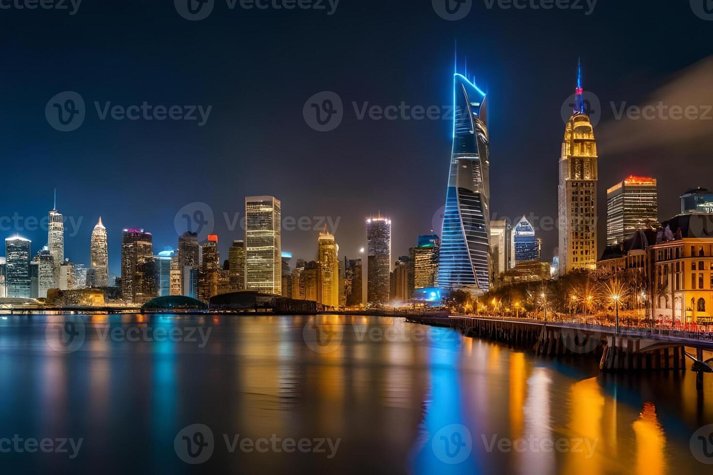 The city skyline at night in china photo
