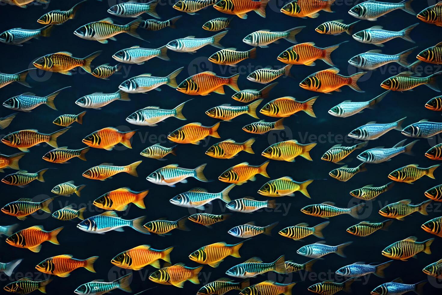 A large group of fish swimming in the ocean photo
