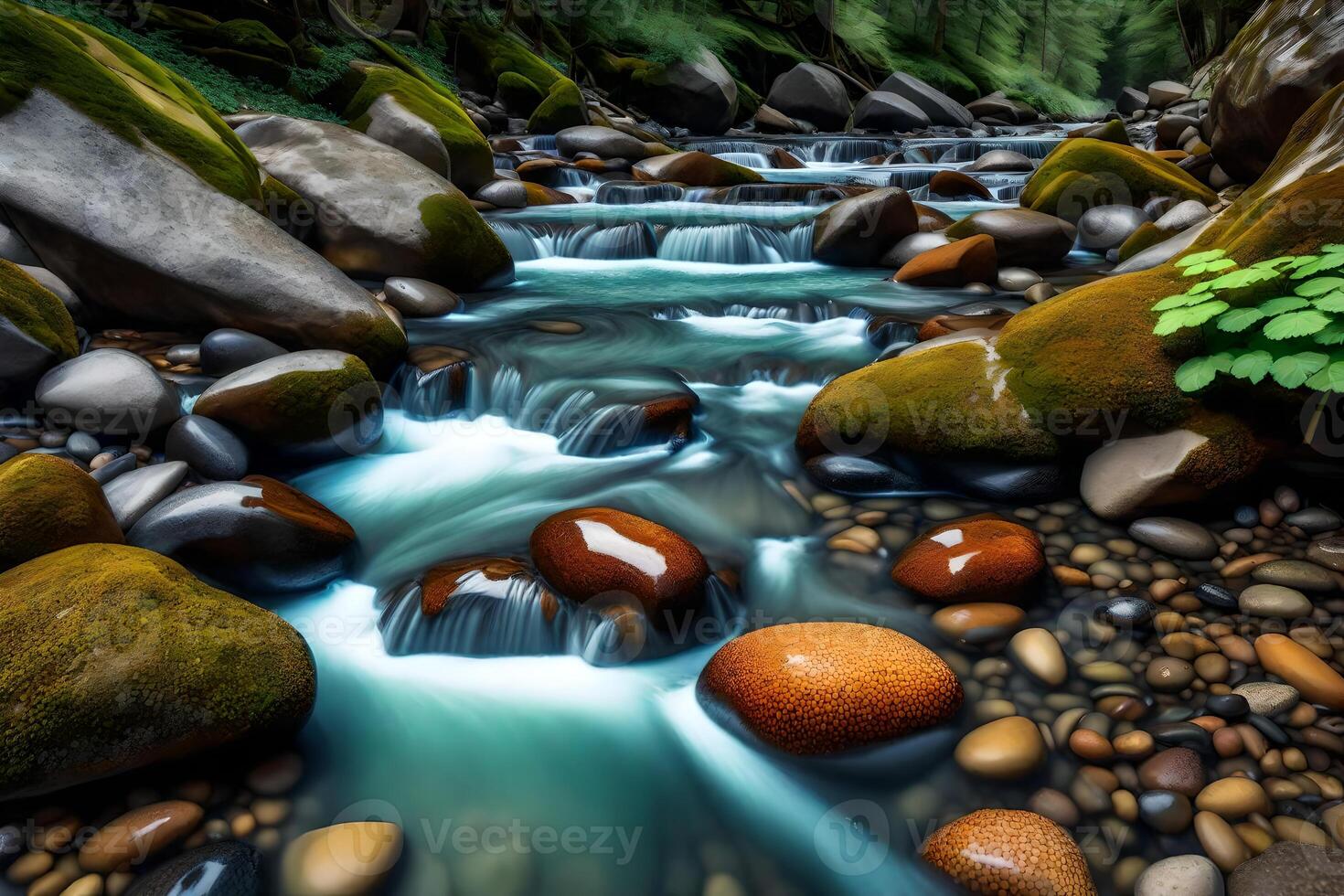A river flowing through a rocky stream photo