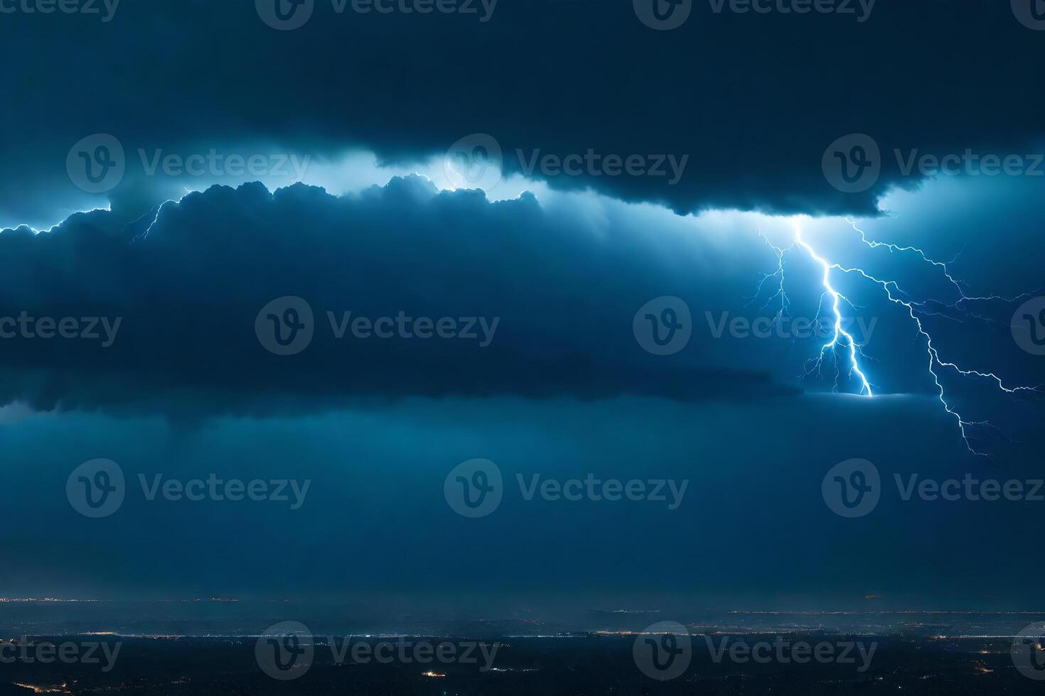 Lightning strikes over the city of colorado photo