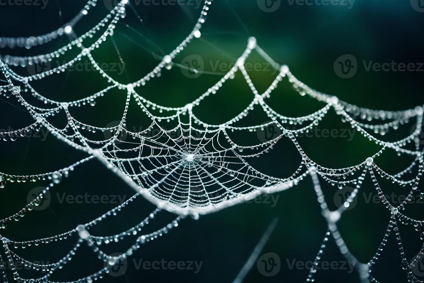 Spider web with dew drops on it photo