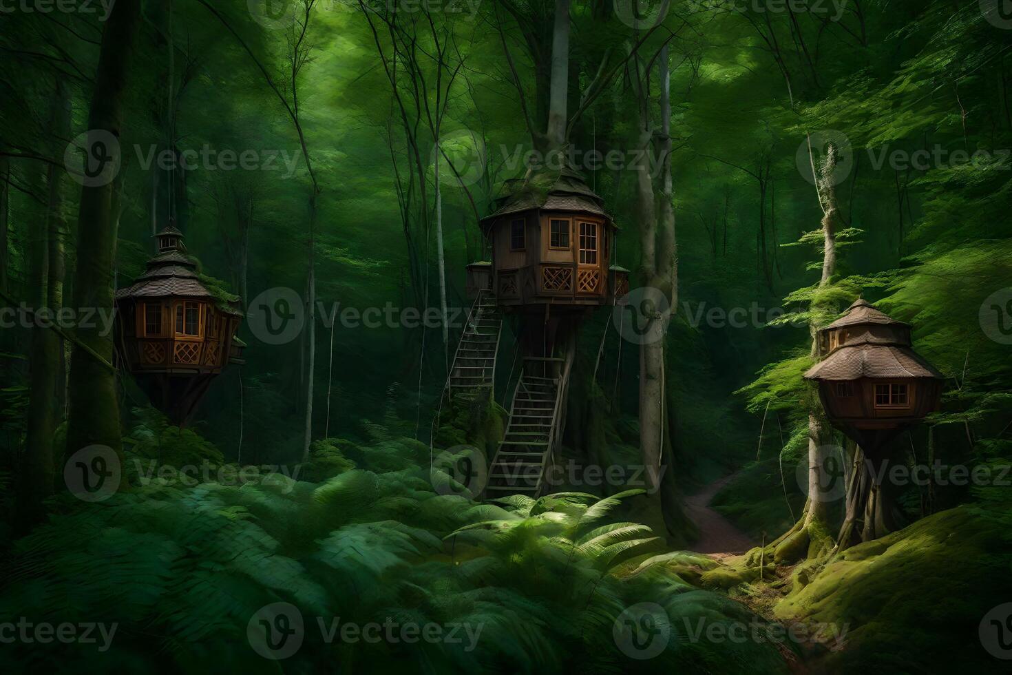 Tree houses in the forest by james konopka photo