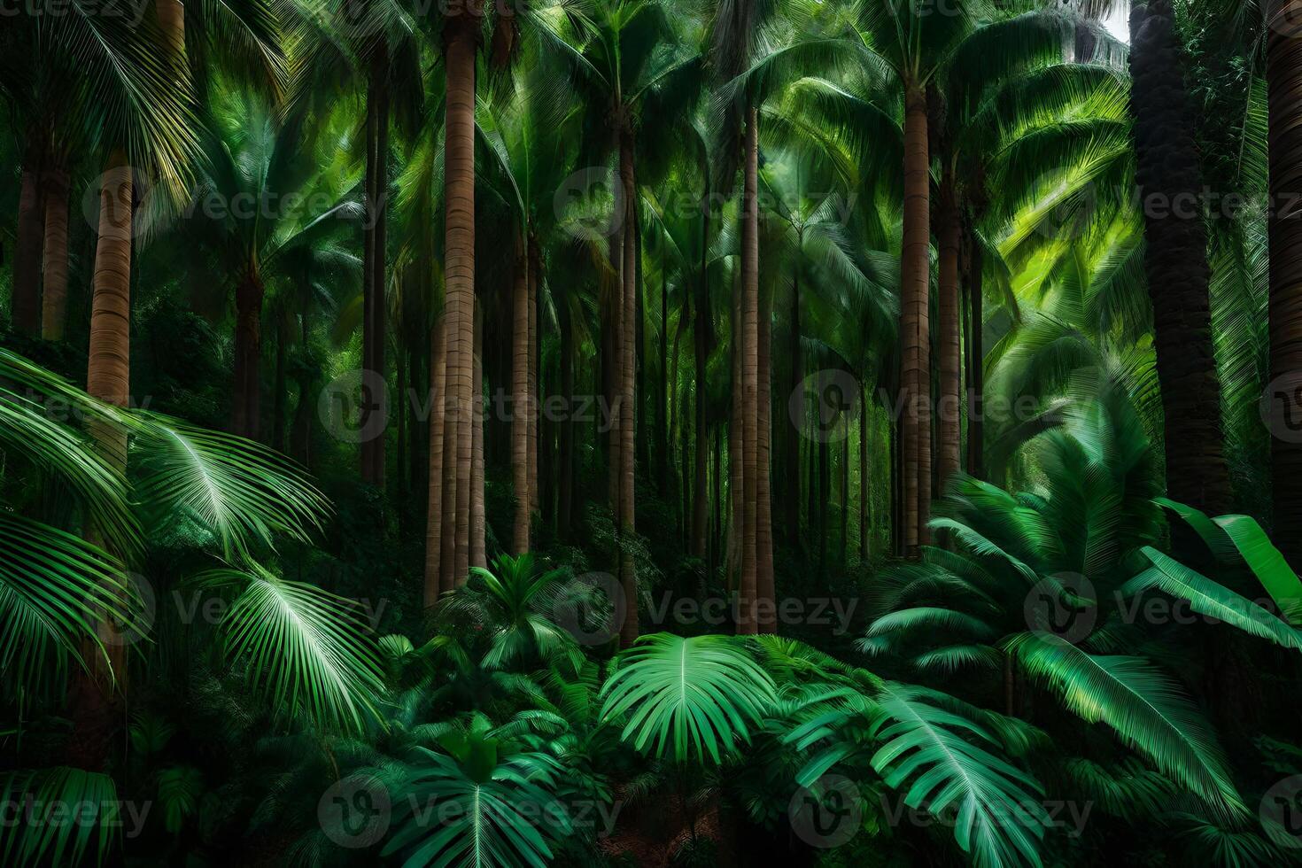 Tropical jungle, palm trees, green, rainforest, rainforest, rainforest, rain photo