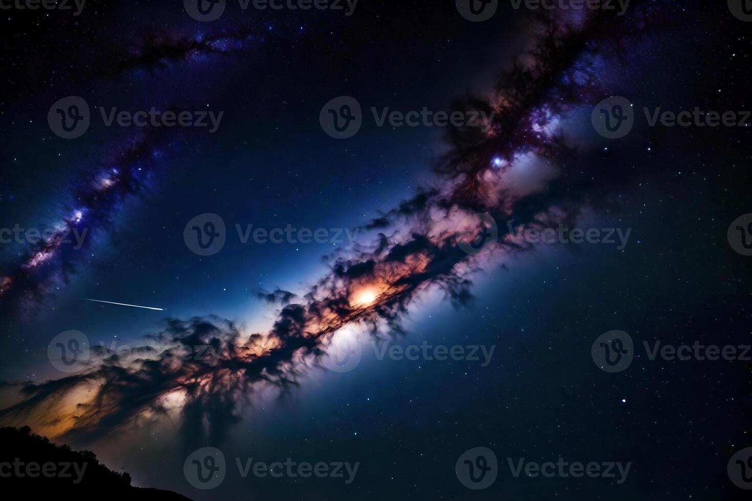The milky way, with a comet in the background photo