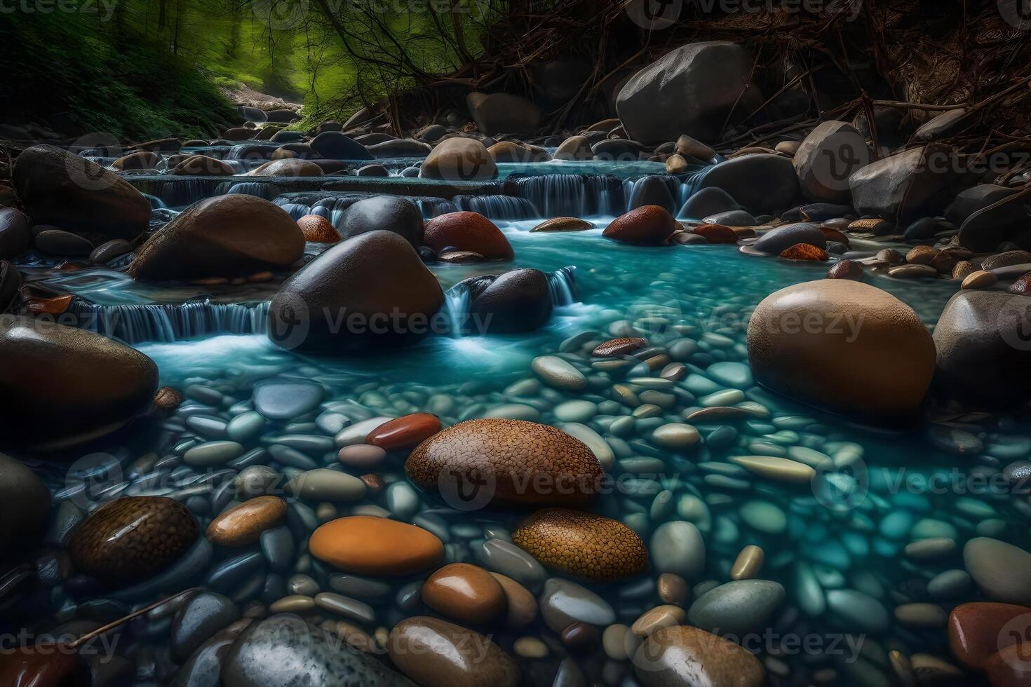 A river with rocks and water flowing through it photo