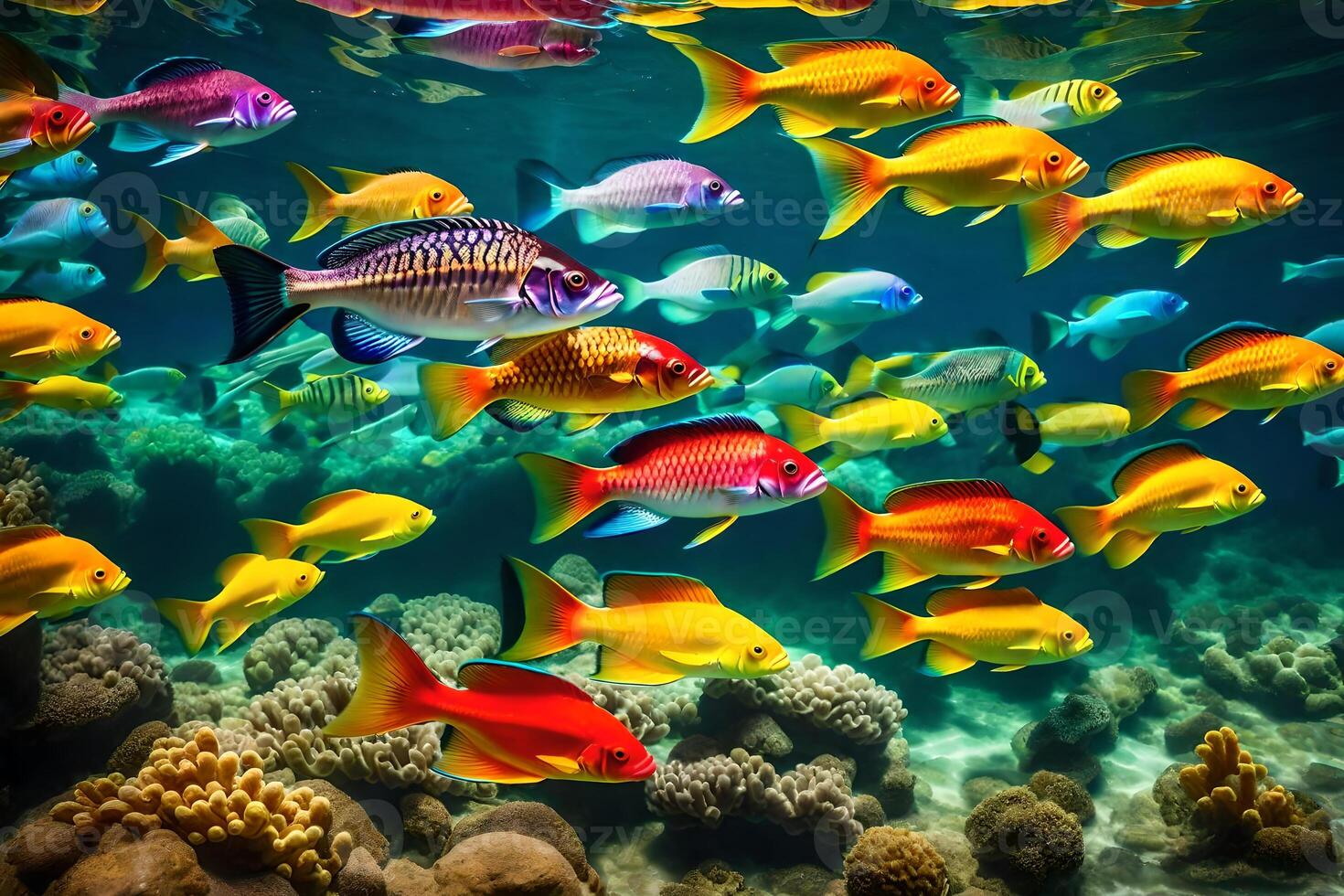 Colorful fish swimming in the ocean photo